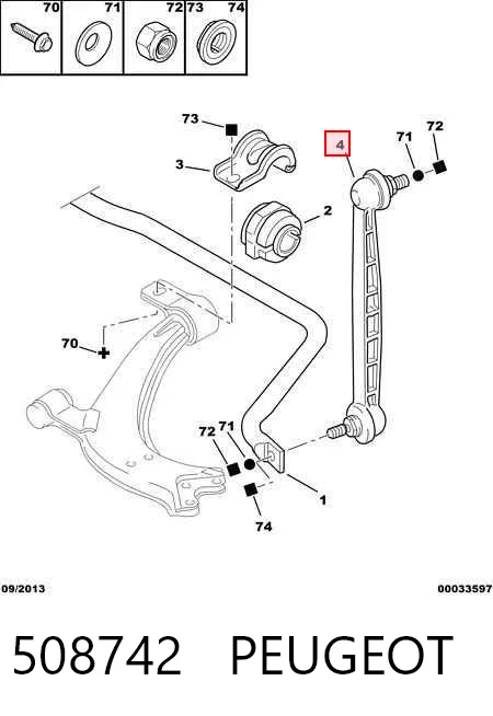 508742 Peugeot/Citroen Стойка переднего стабилизатора