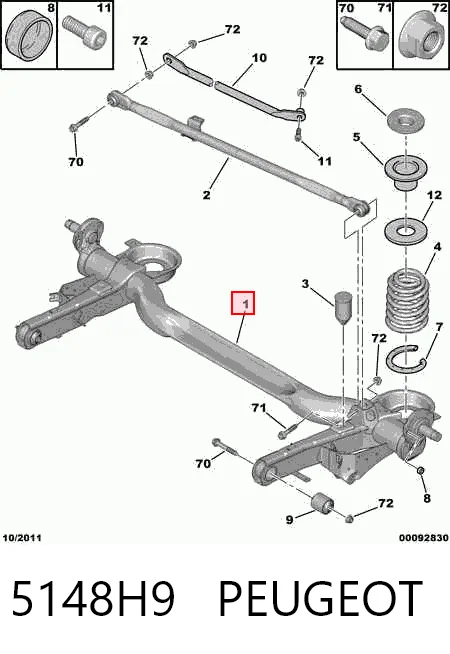 Подрамник задней подвески на Citroen Jumpy I BS, BT, BY, BZ