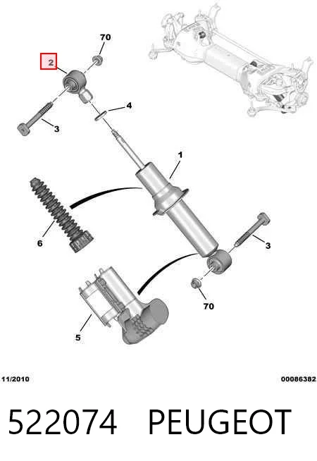 522074 Peugeot/Citroen втулка крепления заднего амортизатора