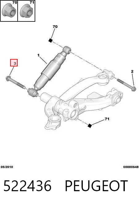 522436 Peugeot/Citroen Болт крепления амортизатора заднего