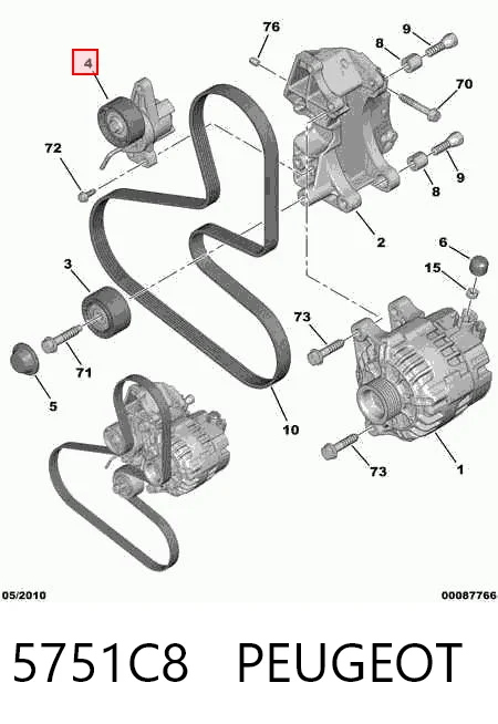 5751C8 Peugeot/Citroen Натяжитель клинового ремня