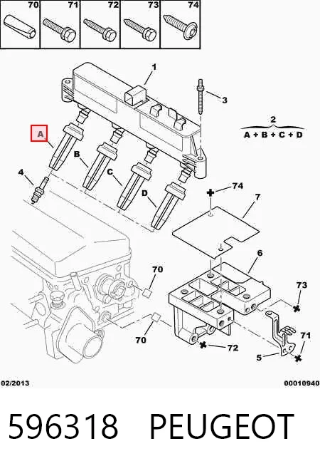 596318 Peugeot/Citroen Наконечник свечи зажигания