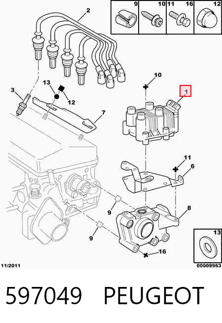 597049 Peugeot/Citroen Катушка зажигания
