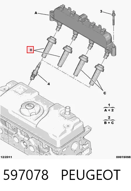 597078 Peugeot/Citroen Катушка зажигания