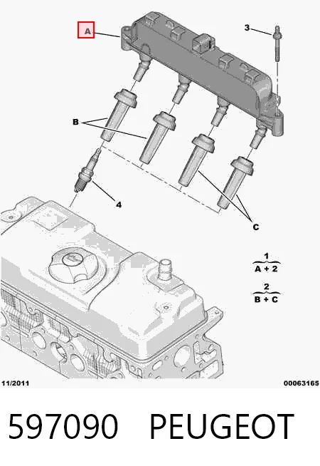 597090 Peugeot/Citroen Катушка зажигания
