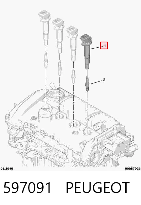 597091 Peugeot/Citroen Катушка зажигания