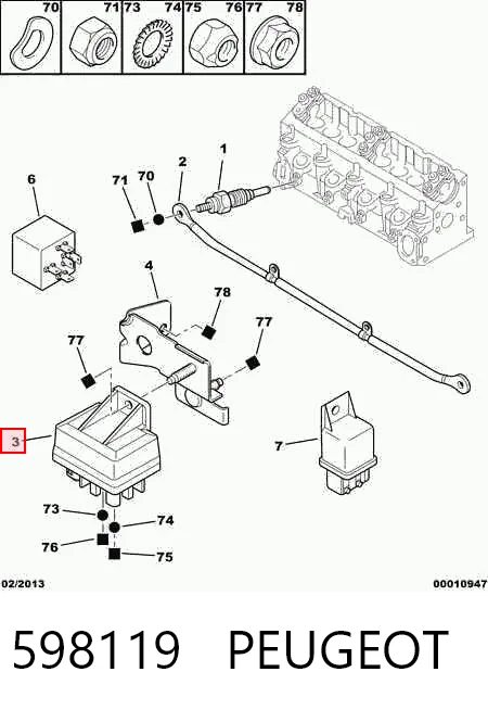598119 Peugeot/Citroen Реле свечей накала