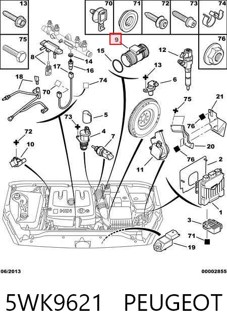 5WK9621 Peugeot/Citroen Датчик расхода воздуха