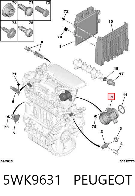 5WK9631 Peugeot/Citroen Датчик расхода воздуха