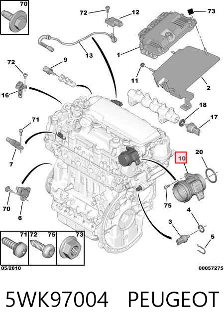 5WK97004 Peugeot/Citroen Датчик расхода воздуха
