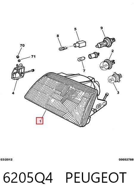 Фара передняя правая на Peugeot 205 I 741A, C