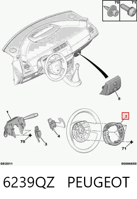 6239QZ Peugeot/Citroen Блок кнопочных переключателей рулевого колеса