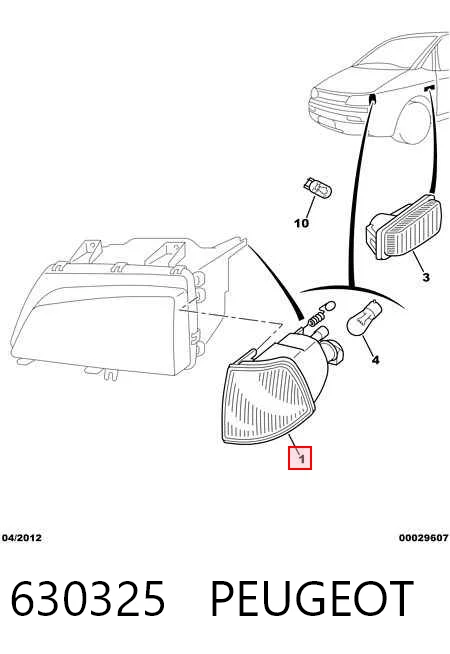 Передний фонарь указателя поворота на Peugeot 806  221