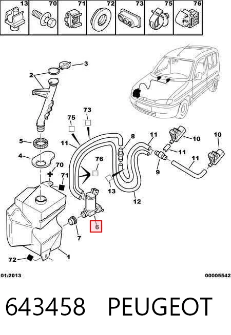 643458 Peugeot/Citroen Мотор омывателя лобового стекла
