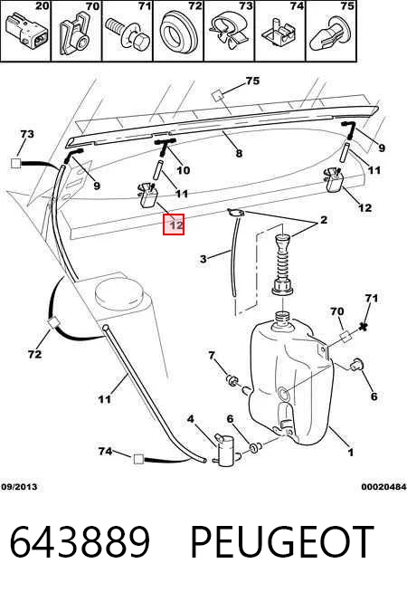 643889 Peugeot/Citroen Веерная форсунка омывателя