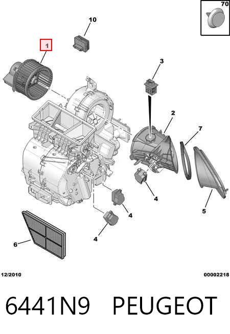 6441N9 Peugeot/Citroen Электромотор печки