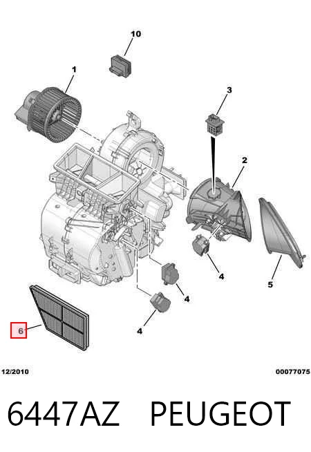 6447AZ Peugeot/Citroen Внутрисалонный фильтр
