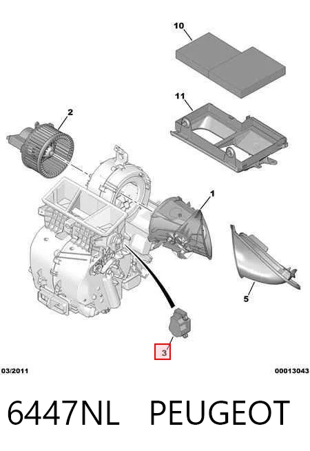 6447NL Peugeot/Citroen Привод системы автоматического управления отопителем