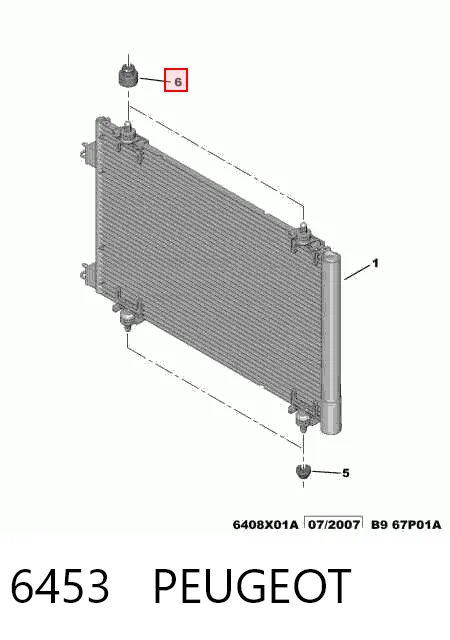6453 Peugeot/Citroen Подушка радиатора кондиционера верхняя