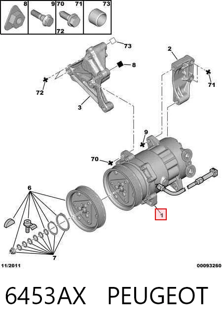 6453AX Peugeot/Citroen Компрессор хладагента