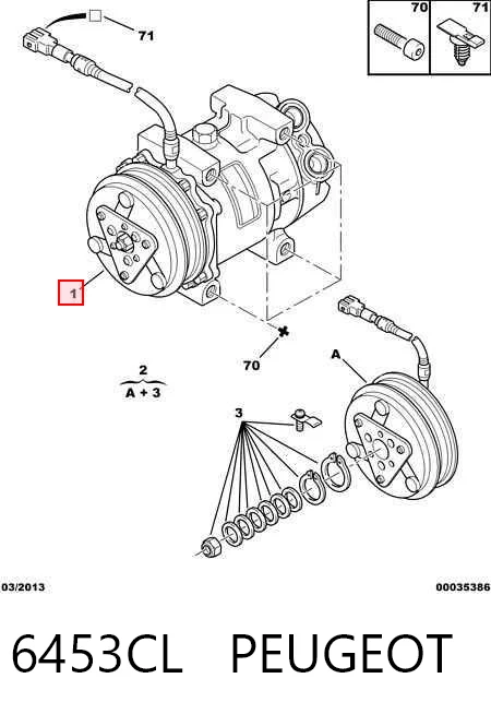 6453CL Peugeot/Citroen Компрессор хладагента