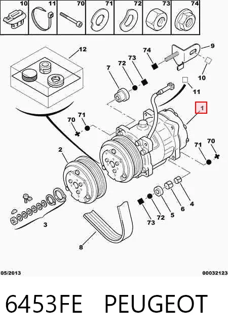 6453FE Peugeot/Citroen Компрессор хладагента