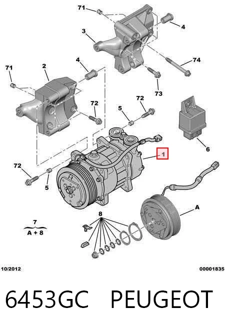 6453GC Peugeot/Citroen Компрессор хладагента