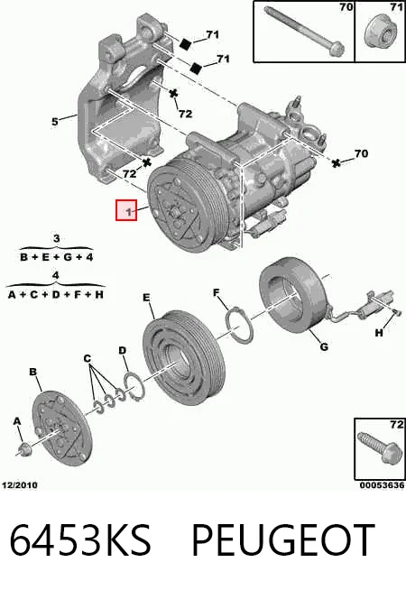 6453KS Peugeot/Citroen Компрессор хладагента