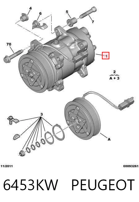 6453KW Peugeot/Citroen Компрессор хладагента