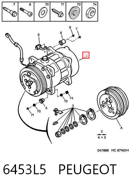 6453L5 Peugeot/Citroen Компрессор хладагента