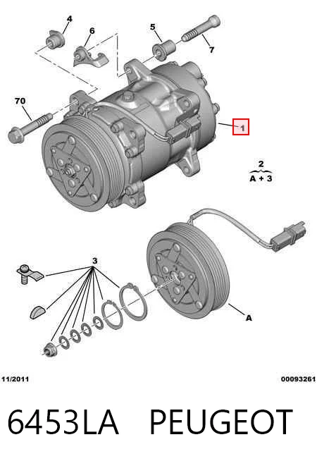 6453LA Peugeot/Citroen Компрессор хладагента