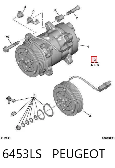 6453LS Peugeot/Citroen Компрессор хладагента