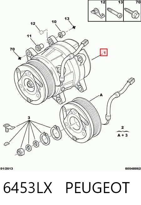 6453LX Peugeot/Citroen Компрессор хладагента