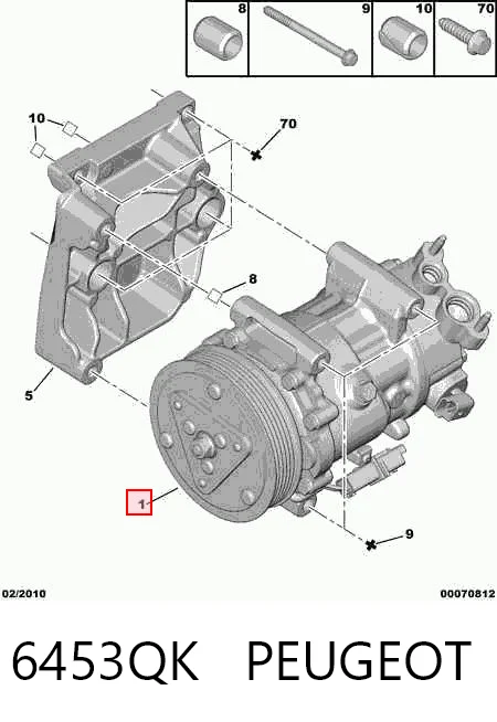 6453QK Peugeot/Citroen Компрессор хладагента