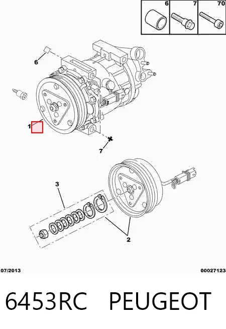 6453RC Peugeot/Citroen Компрессор хладагента
