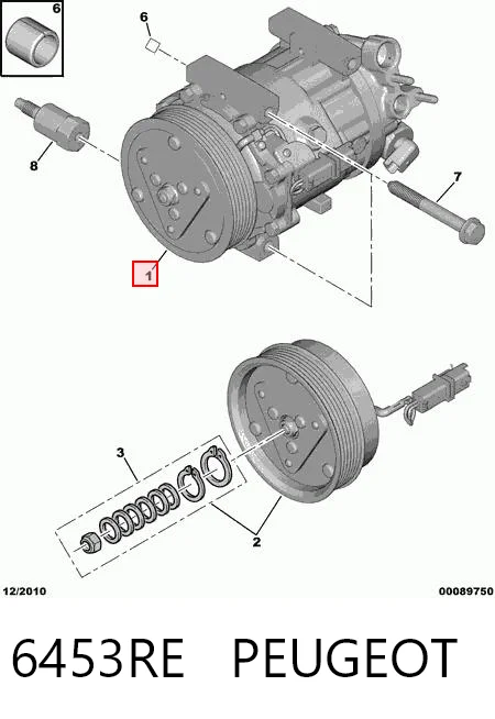 6453RE Peugeot/Citroen Компрессор хладагента