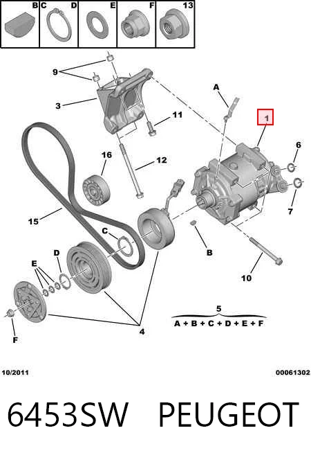 6453SW Peugeot/Citroen Компрессор хладагента