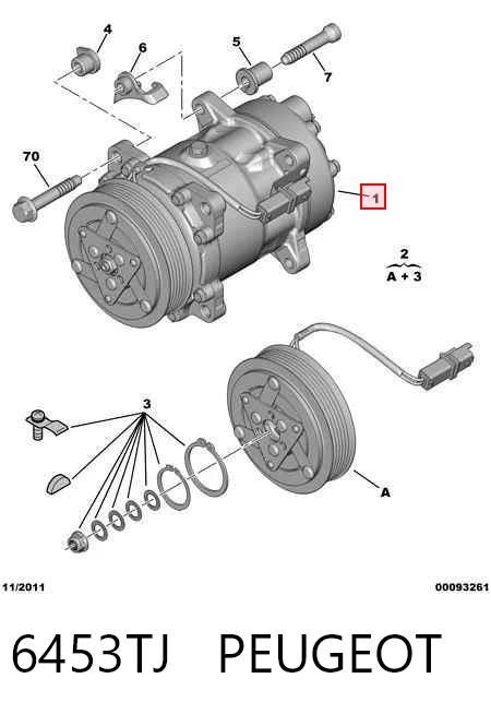 6453TJ Peugeot/Citroen Компрессор хладагента