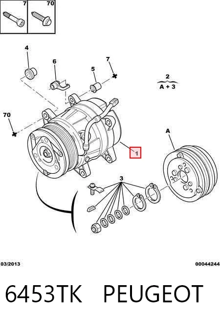 6453TK Peugeot/Citroen Компрессор хладагента