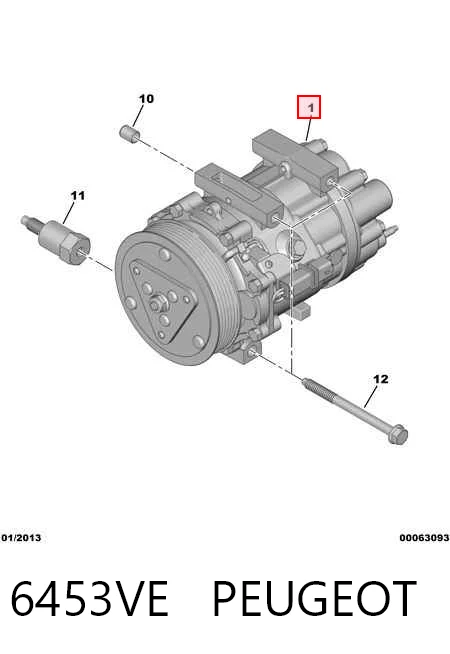 6453VE Peugeot/Citroen Компрессор хладагента