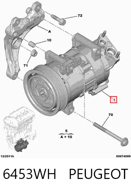 6453WH Peugeot/Citroen Компрессор хладагента