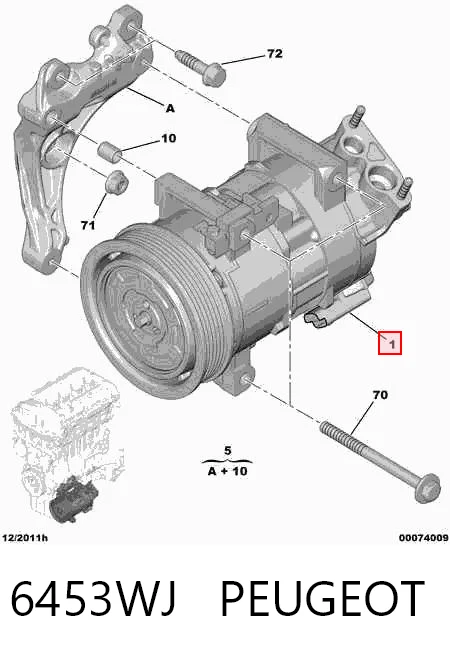 6453WJ Peugeot/Citroen Компрессор хладагента