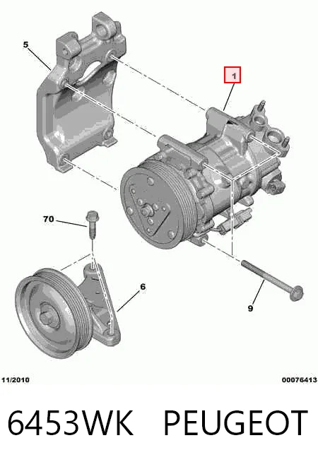 6453WK Peugeot/Citroen Компрессор хладагента