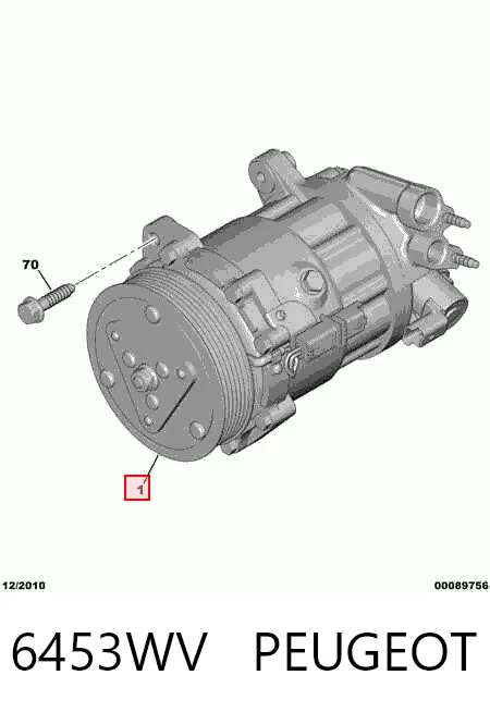 6453WV Peugeot/Citroen Компрессор хладагента
