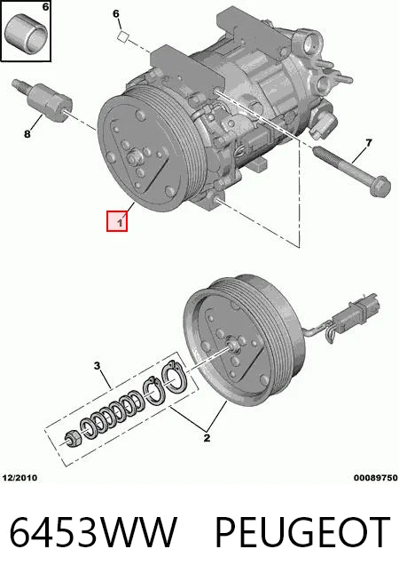 6453WW Peugeot/Citroen Компрессор хладагента