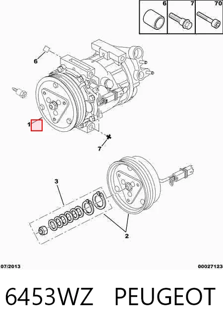 6453WZ Peugeot/Citroen Компрессор хладагента