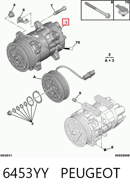 6453YY Peugeot/Citroen Компрессор хладагента