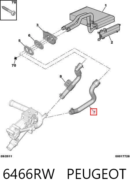 6466RW Peugeot/Citroen Шланг радиатора печки