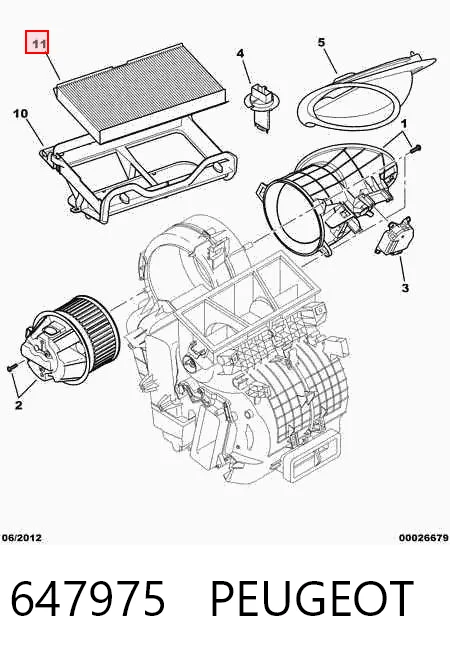 647975 Peugeot/Citroen Внутрисалонный фильтр