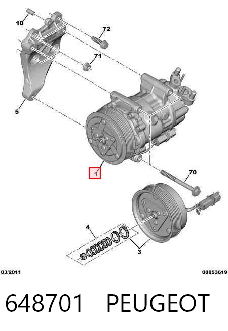 648701 Peugeot/Citroen Компрессор хладагента